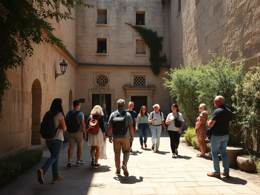 A photograph of visitors touring the Logis de Chalonne, highlighting the public access initiatives.